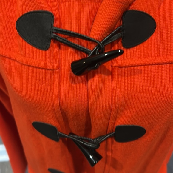 NWT Anne Klein red jacket beautiful black leather buttons , size large - Picture 3 of 13